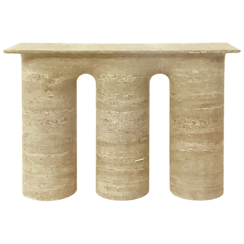 Консоль Three Columns Marble Travertine Console Песочный Коричневый в Уфе | Loft Concept 