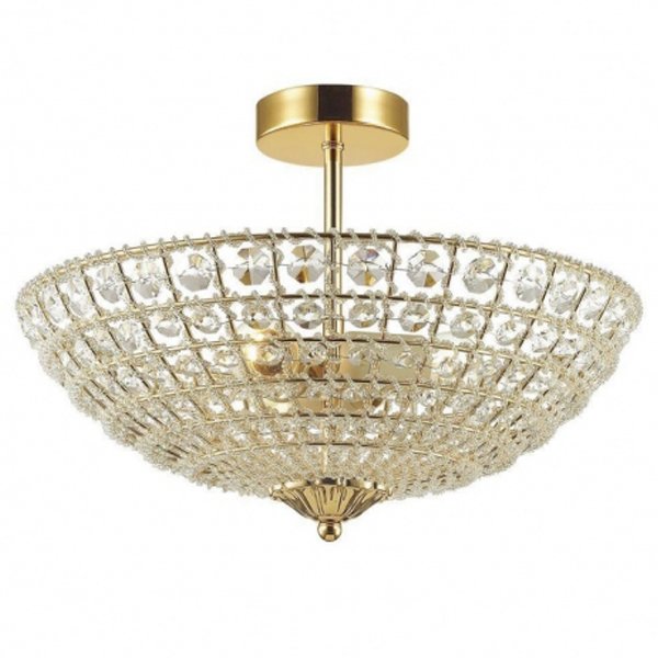 Потолочный светильник Casbah Crystal Top Lamp 3 Gold Прозрачный Глянцевое золото в Уфе | Loft Concept 