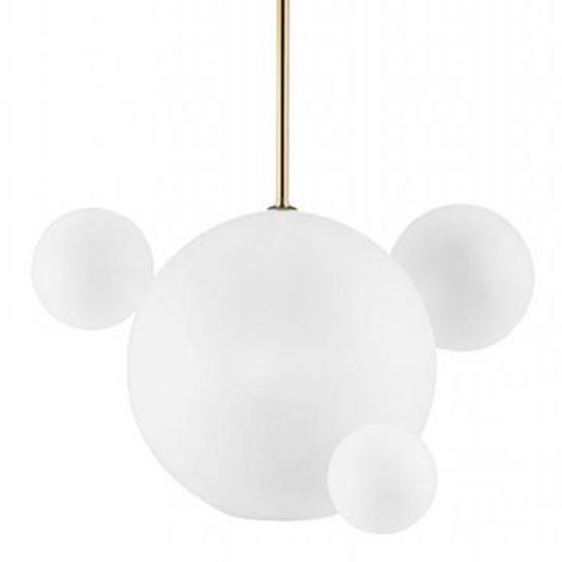 Светильник Giopato & Coombes Bollr Pendant 4 BUBBLE LAMP матовое белое стекло Белый Золотой в Уфе | Loft Concept 