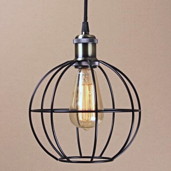 Подвесной светильник Wire Cage Pendant Ball Black Черный в Уфе | Loft Concept 