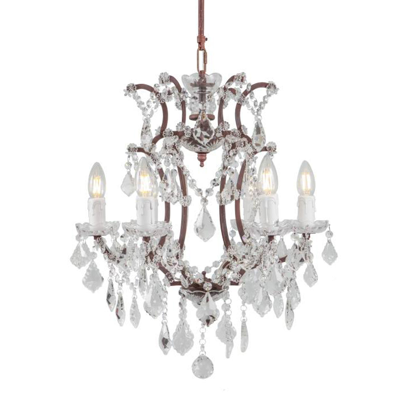 Люстра 19th c. Rococo IRON & CLEAR CRYSTAL Brown Chandelier 6 Коричневый винтаж Прозрачное Стекло в Уфе | Loft Concept 