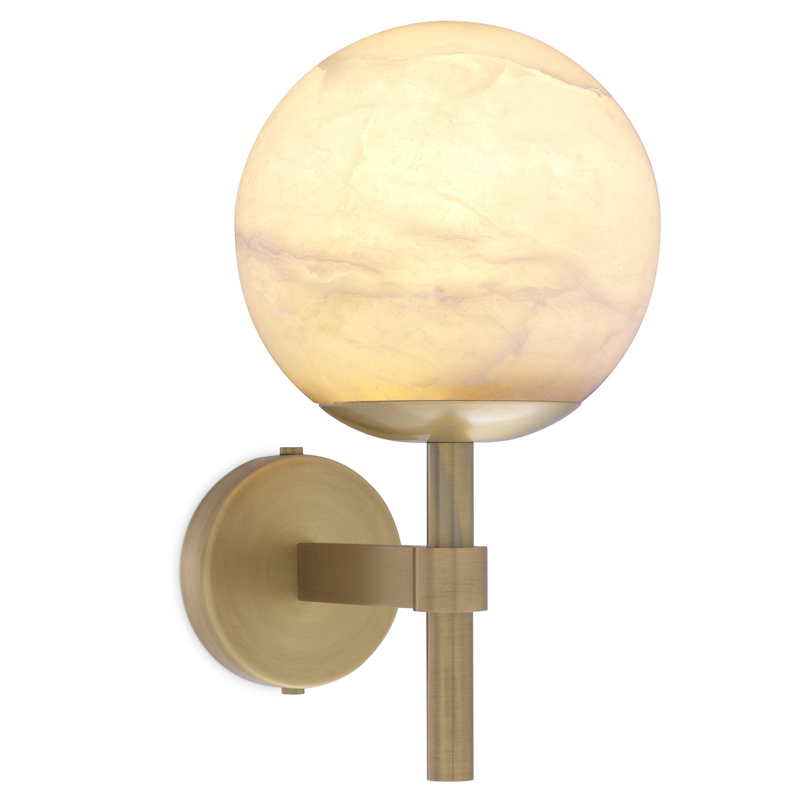 Бра Eichholtz Wall Lamp Jade alabaster Латунь Античная полированная Белый в Уфе | Loft Concept 