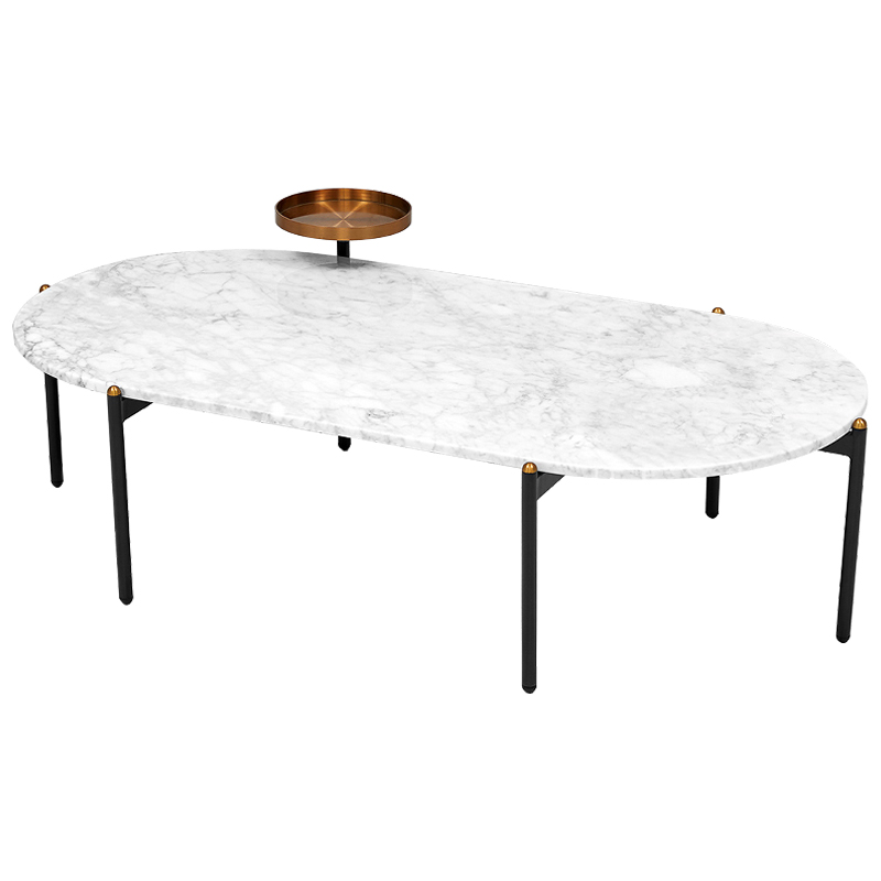 Кофейный стол с белой каменной столешницей Macias Coffee Table White Белый Черный Медь в Уфе | Loft Concept 