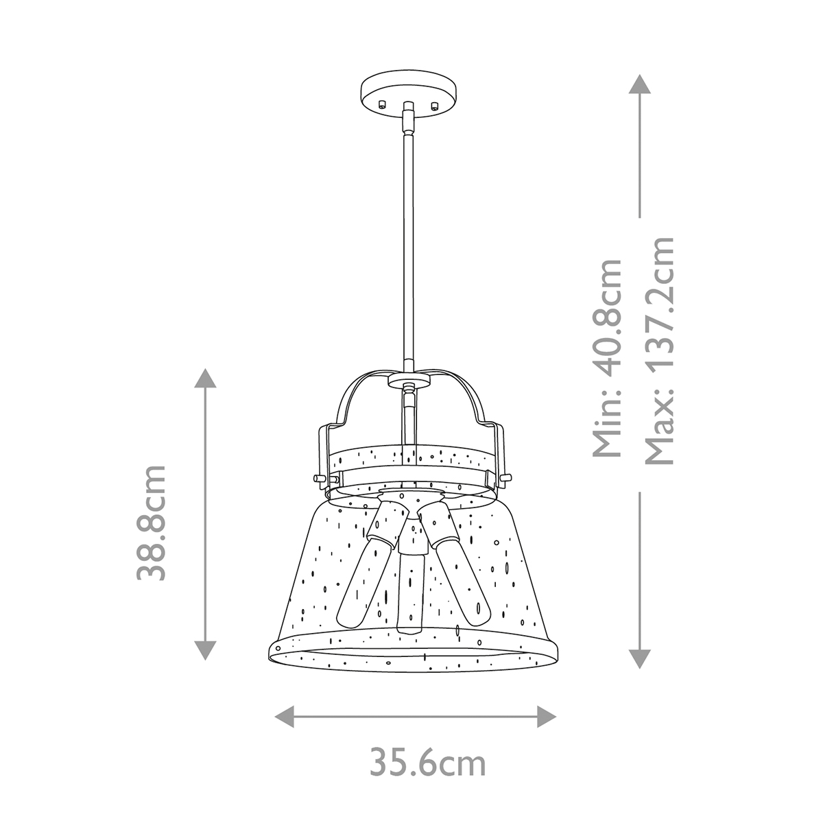 Подвесной светильник с прозрачным стеклянным плафоном в форме колокола с эффектом пузырьков и тремя лампами Quoizel в Уфе