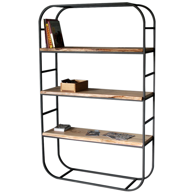 Стеллаж Jensen Industrial Metal Rust Rack Черный Светлый дуб в Уфе | Loft Concept 