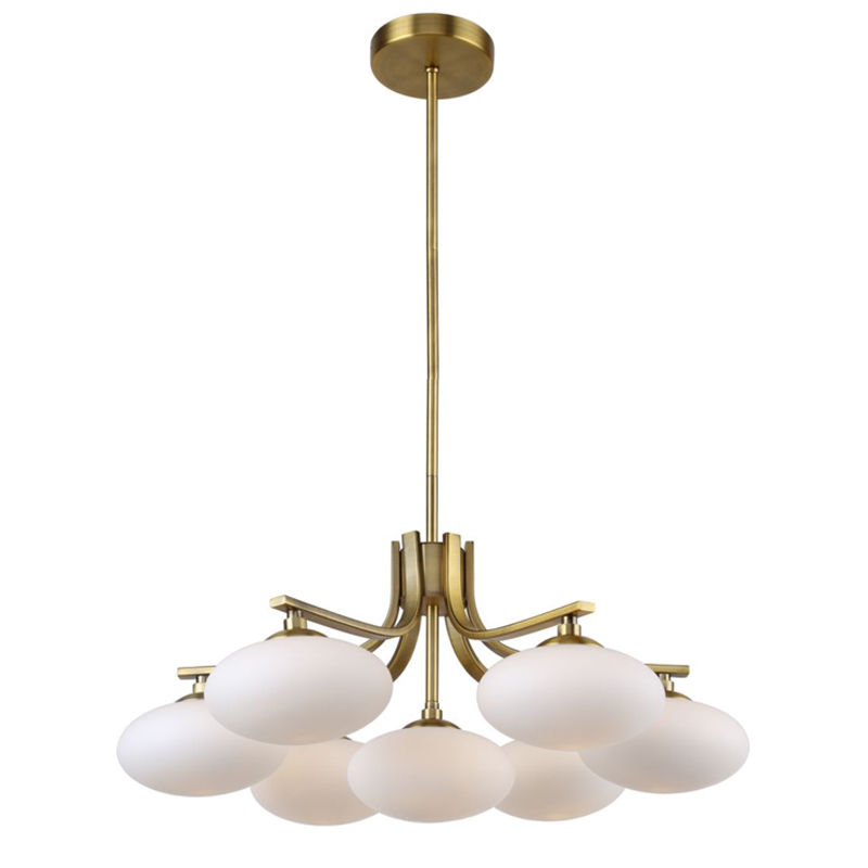 Oval Balls Mushrooms Chandelier 7 Brass Латунь Прозрачный белый в Уфе | Loft Concept 