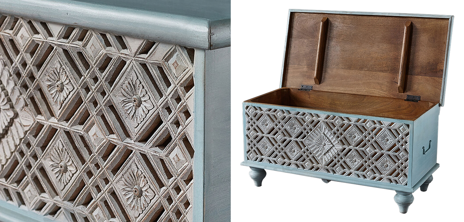 Сундук резной Vimal Carved Wood Chest - фото