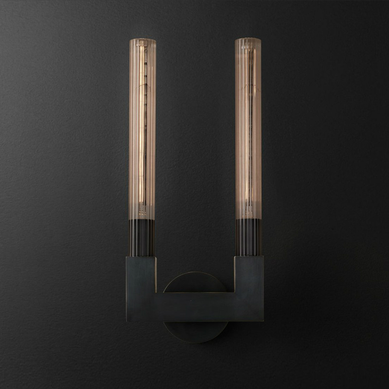 Бра RH CANNELLE wall lamp DOUBLE Sconces Black Черный Прозрачное Стекло в Уфе | Loft Concept 