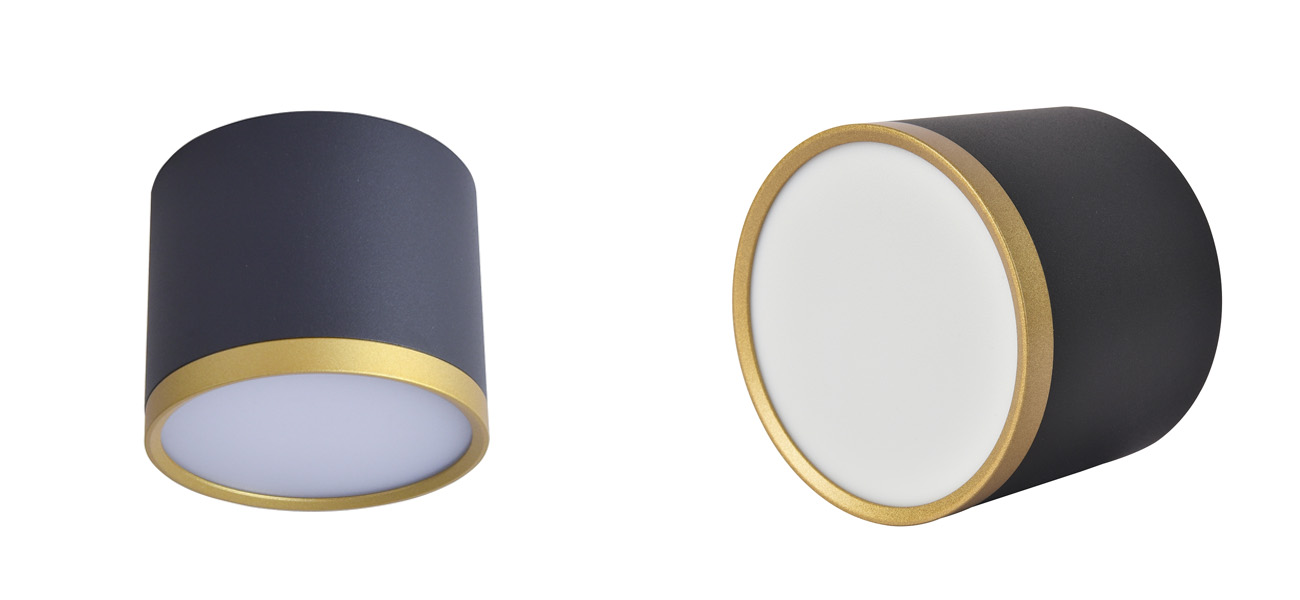 Черный спот с золотым кольцом Calma 9 см - фото