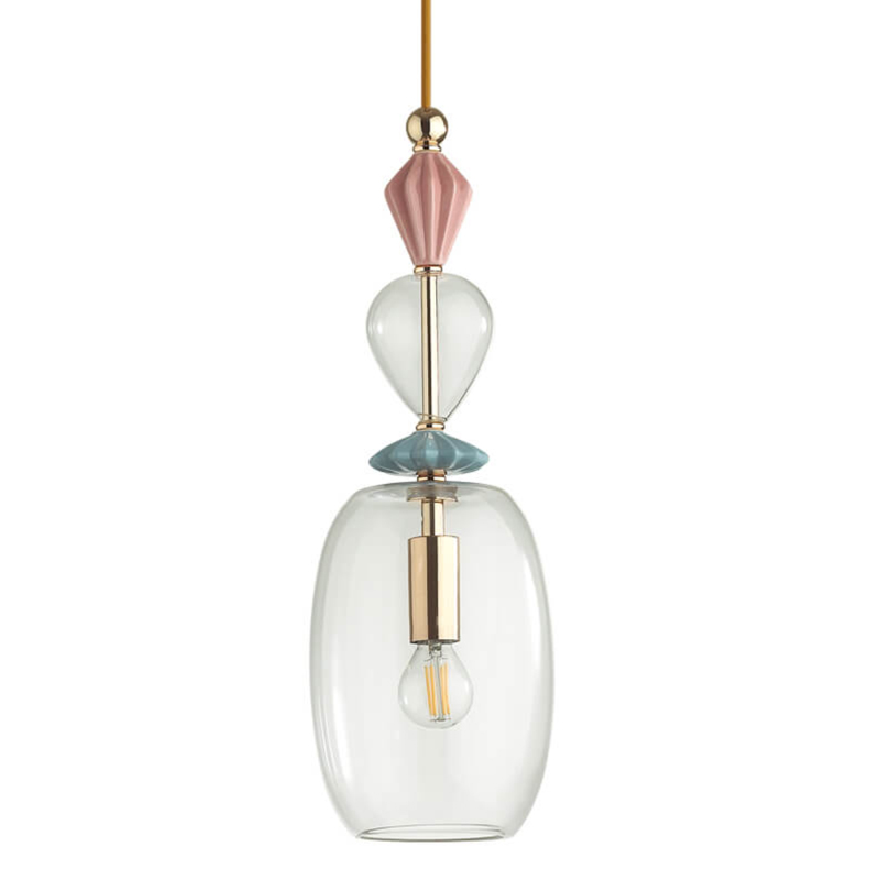 Подвесной светильник Iris Glas hanging lamp candy B Прозрачное Стекло Розовый пастельный Голубой в Уфе | Loft Concept 