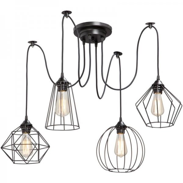 Люстра Loft Industrial 4 wire Cage Differ Pendant  в Уфе | Loft Concept 