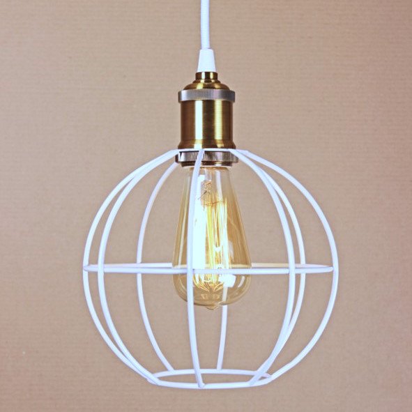 Подвесной светильник Wire Cage Pendant Ball White Белый в Уфе | Loft Concept 