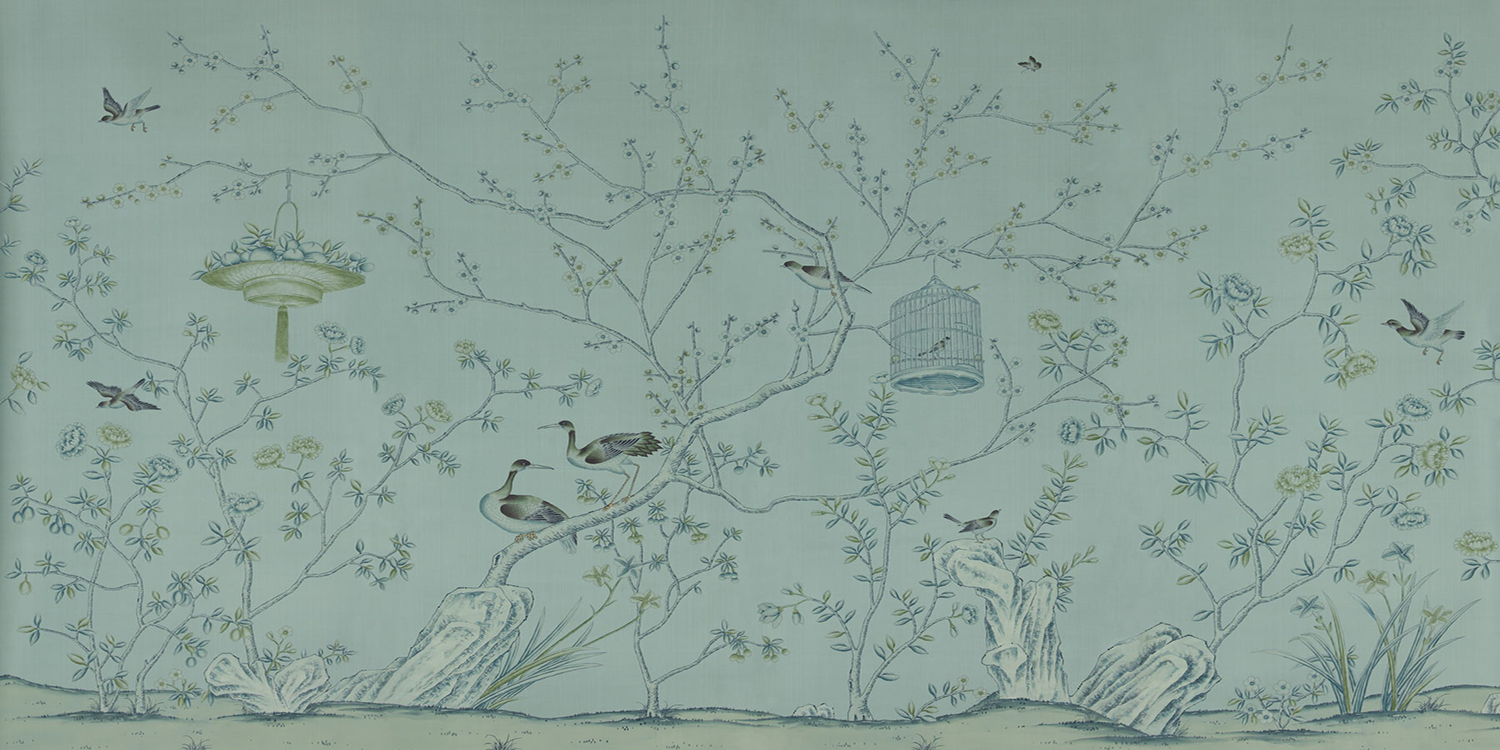 Обои ручная роспись Askew Blue Grey - фото