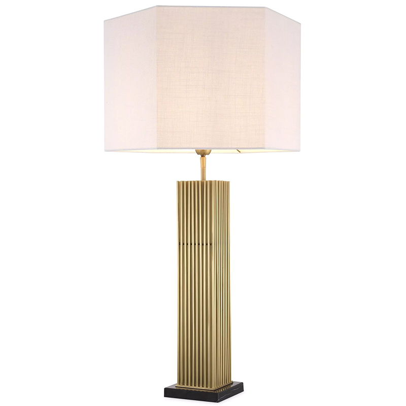 Настольная лампа Eichholtz Table Lamp Viggo Brass Латунь Белый в Уфе | Loft Concept 