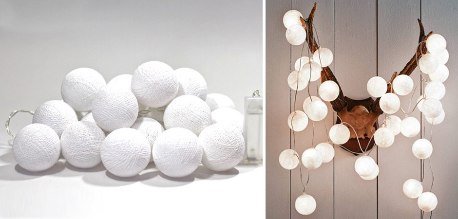 Гирлянда хлопковые фонарики Сotton Ball White - Loft-Concept в Уфе