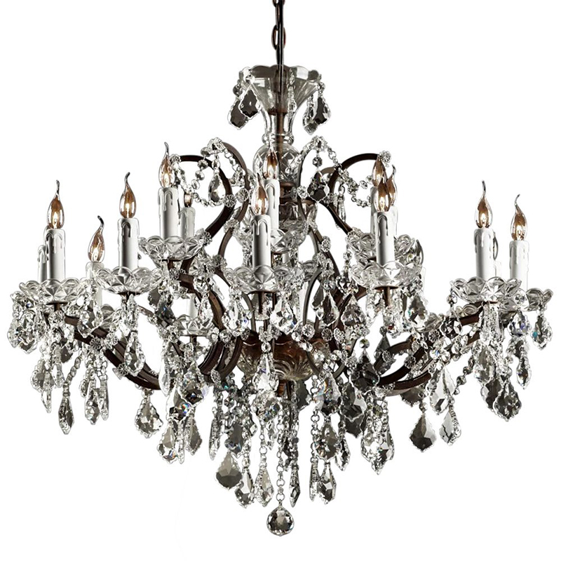 Люстра 19th c. Rococo IRON & CLEAR CRYSTAL Brown Chandelier 18 Прозрачное Стекло Коричневый винтаж в Уфе | Loft Concept 