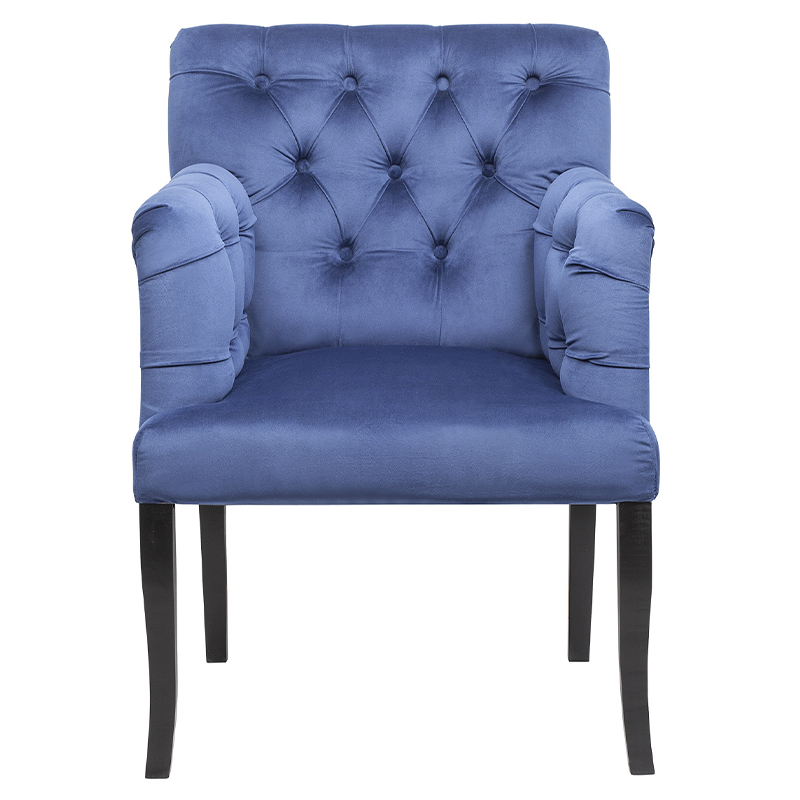 Кресло Addison Chic Armchair deep blue velour Синий Черный в Уфе | Loft Concept 