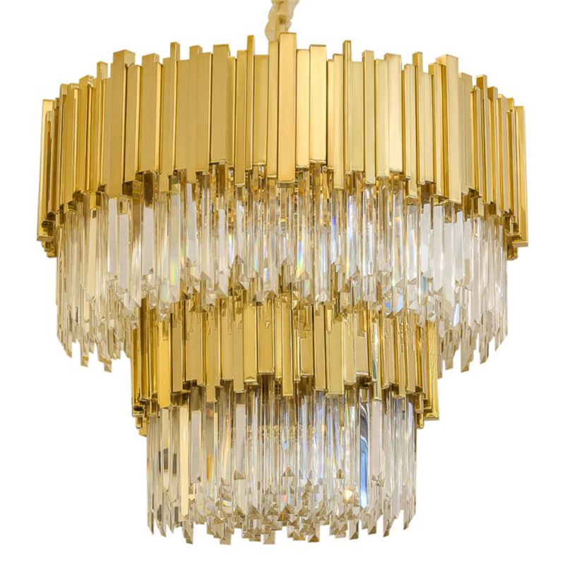 Круглая многоярусная люстра Luxxu Modern Cascade Chandelier Gold Metal Glass Золотой Прозрачное Стекло в Уфе | Loft Concept 