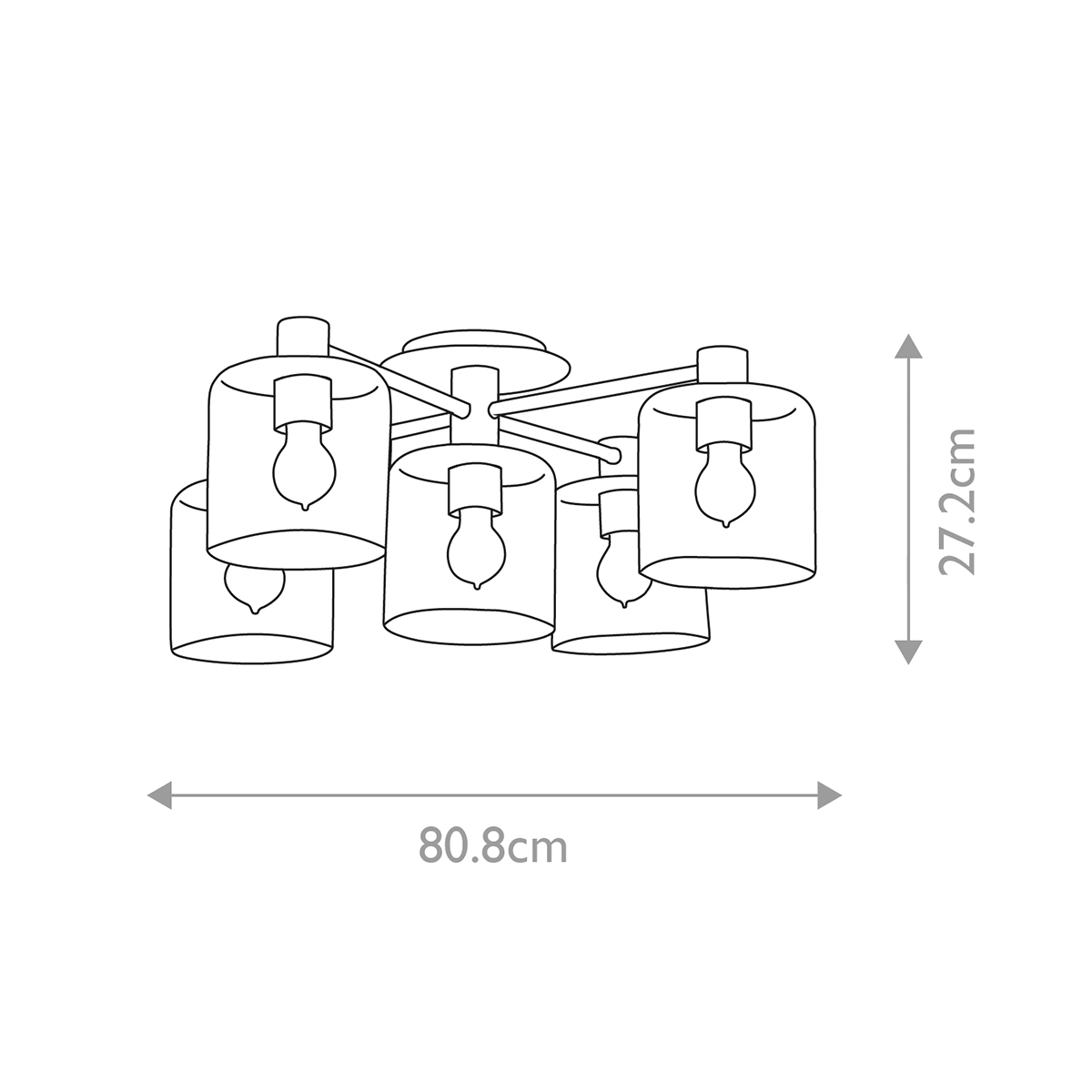Потолочный светильник цвета латунь с пятью прозрачными цилиндрическими плафонами Hinkley в Уфе