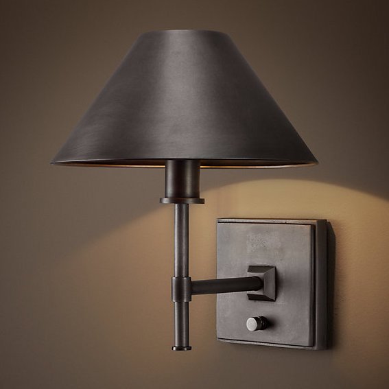 Бра RH Petite Candlestick SCONCE Aged steel Графит в Уфе | Loft Concept 