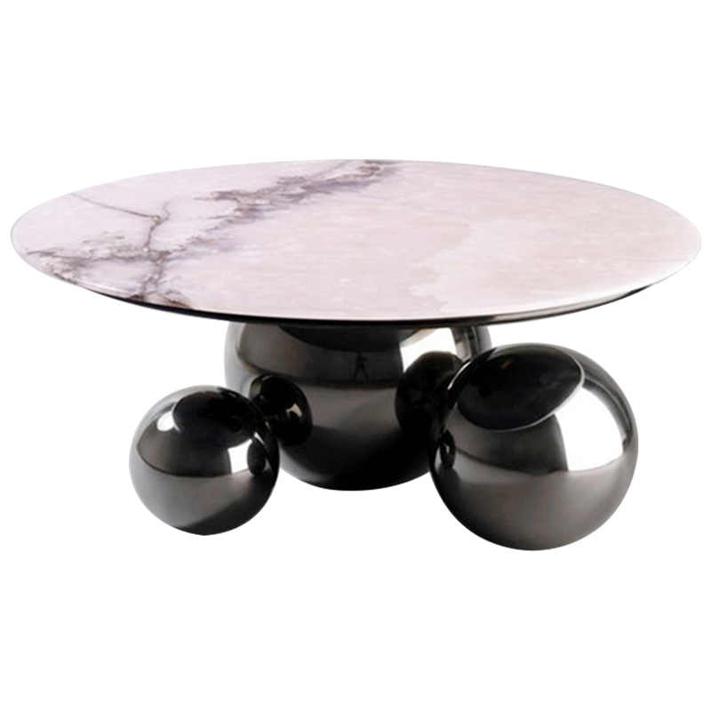 Кофейный стол Ball Metal Graphite Coffee Table Графит Белый Мрамор Bianco в Уфе | Loft Concept 