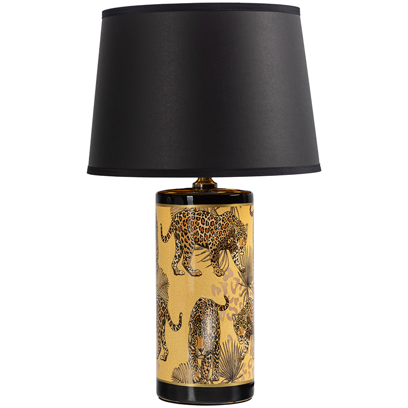 Настольная лампа с абажуром Leopard Lampshade Black Желтый Черный в Уфе | Loft Concept 