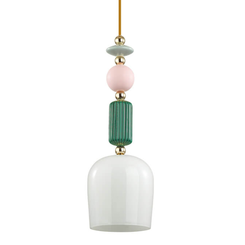 Подвесной светильник Iris hanging lamp candy green Белое матовое стекло Розовый пастельный Зеленый в Уфе | Loft Concept 