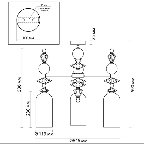 Люстра Iris Glass Chandelier candy 3 chrome в Уфе