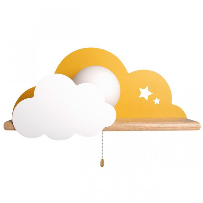 Бра с полкой желтое Облако Wall Lamp Yellow Cloud Желтый Древесина в Уфе | Loft Concept 