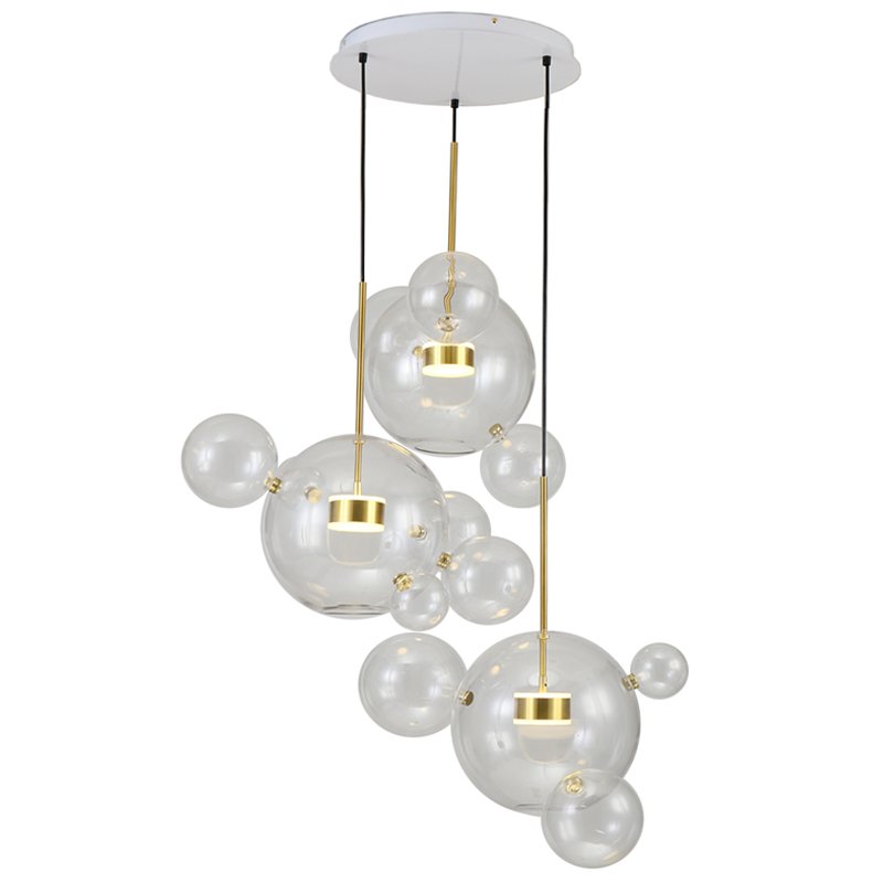 Люстра Bolle Circular Chandelier 14 BUBBLE Giopato & Coombes Прозрачный (Transparent) Латунь в Уфе | Loft Concept 