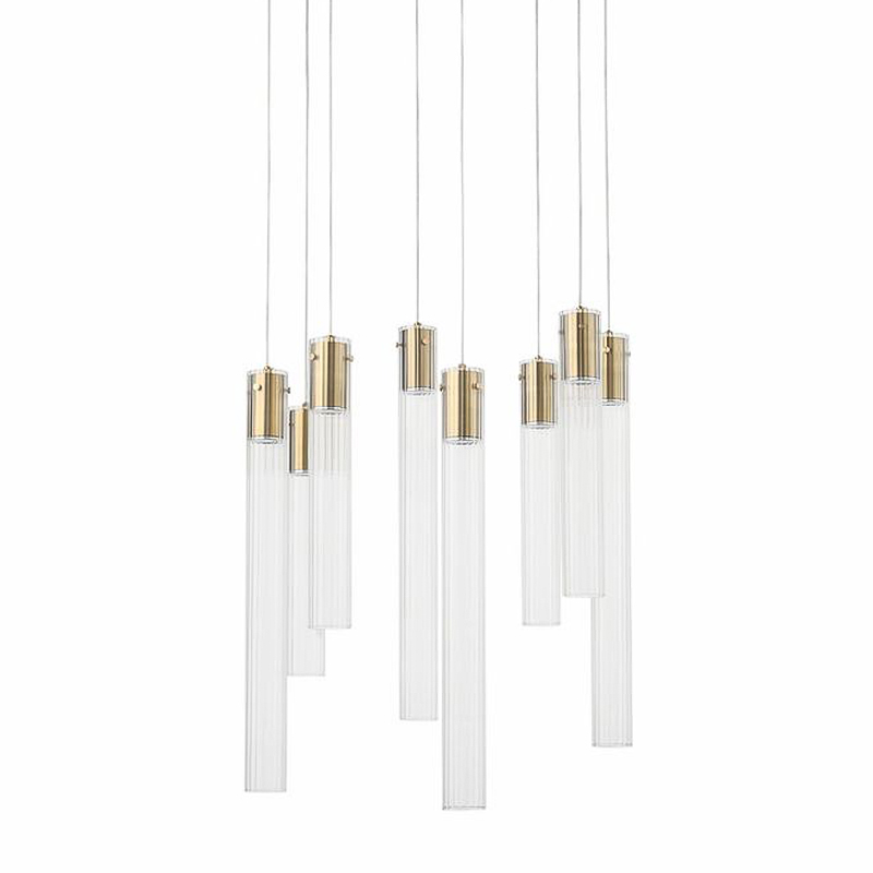 Люстра Jenae Glass Tubes Chandelier 8 Прозрачное Стекло Латунь в Уфе | Loft Concept 