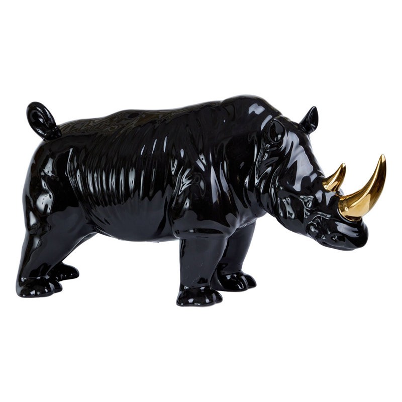 Статуэтка черный носорог с золотыми рогами Golden Horned Black Rhino Черный Золотой Статуэтка черный носорог с золотыми рогами Golden Horned Black Rhino Черный Золотой в Уфе | Loft Concept