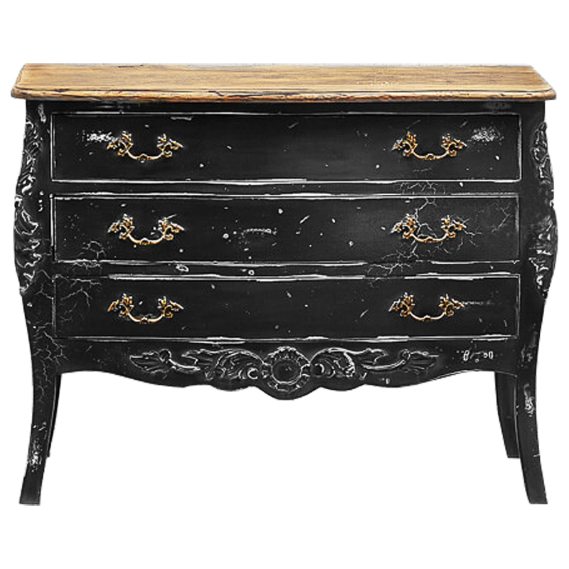 Комод в стиле прованс Carved Black Vintage Commode Черный Коричневый Винтажный черный в Уфе | Loft Concept 