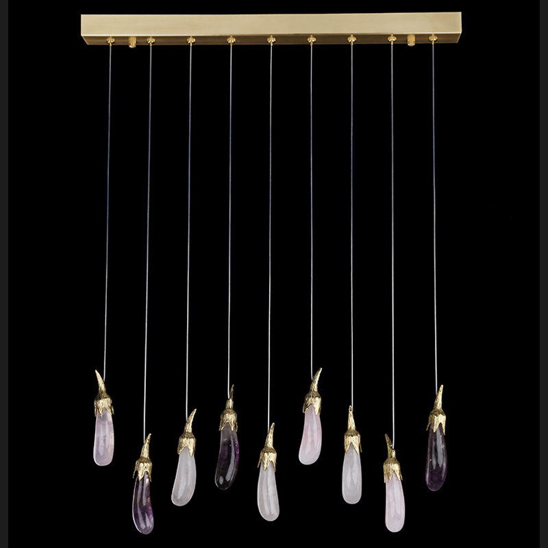 Люстра Eggplant Chandelier Line Латунь Белый Розовый пастельный Violet Dusk ( фиолетовый сумрак ) в Уфе | Loft Concept 