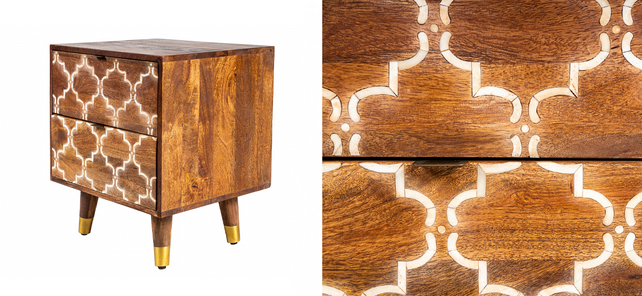 Тумба из натурального дерева Bone Inlay - фото №1