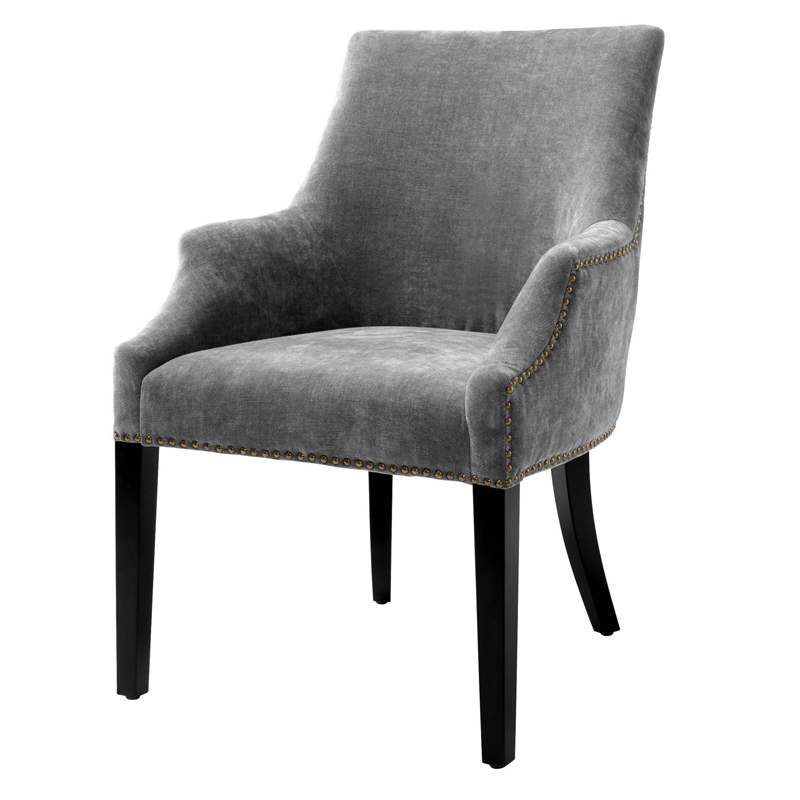 Стул Eichholtz Dining Chair Legacy grey Серый Черный Латунь Античная полированная в Уфе | Loft Concept 