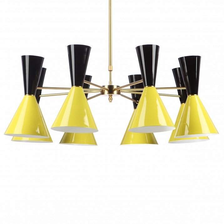 Люстра CAIRO Chandelier 8 Armblack black and yellow Черный Желтый Латунь в Уфе | Loft Concept 