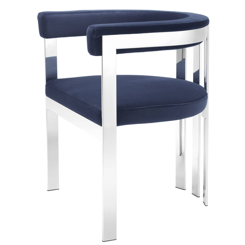 Стул Eichholtz Dining Chair Clubhouse blue Сапфирово-синий Нержавеющая сталь в Уфе | Loft Concept 