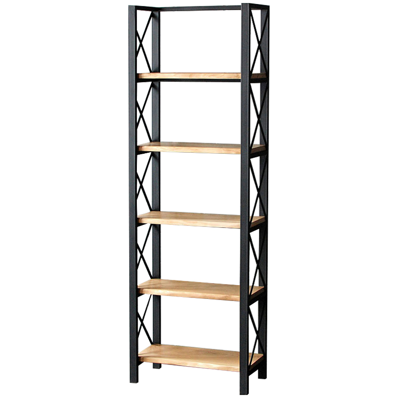 Стеллаж Forster Industrial Metal Rust Rack Черный Светлый дуб в Уфе | Loft Concept 