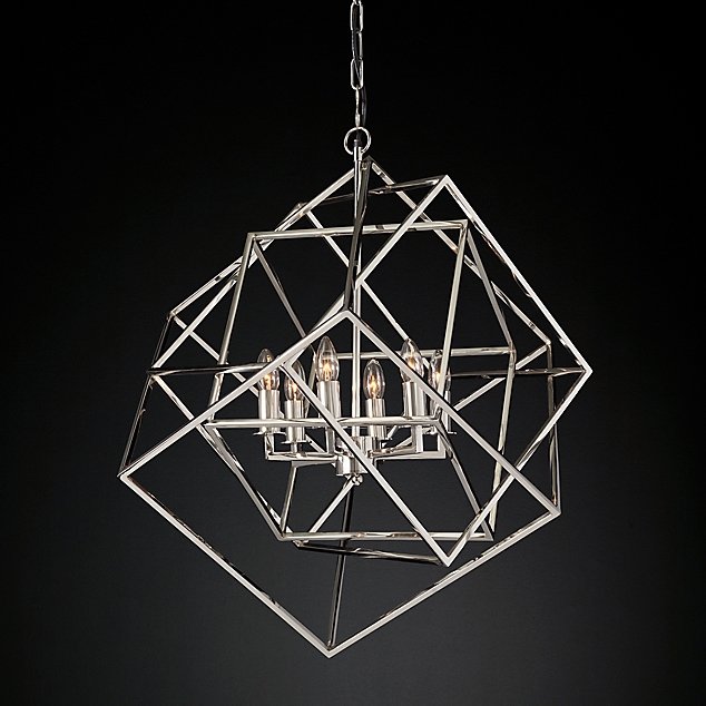 Люстра Restoration Hardware Caged Cubist Pendant Серебряный в Уфе | Loft Concept 