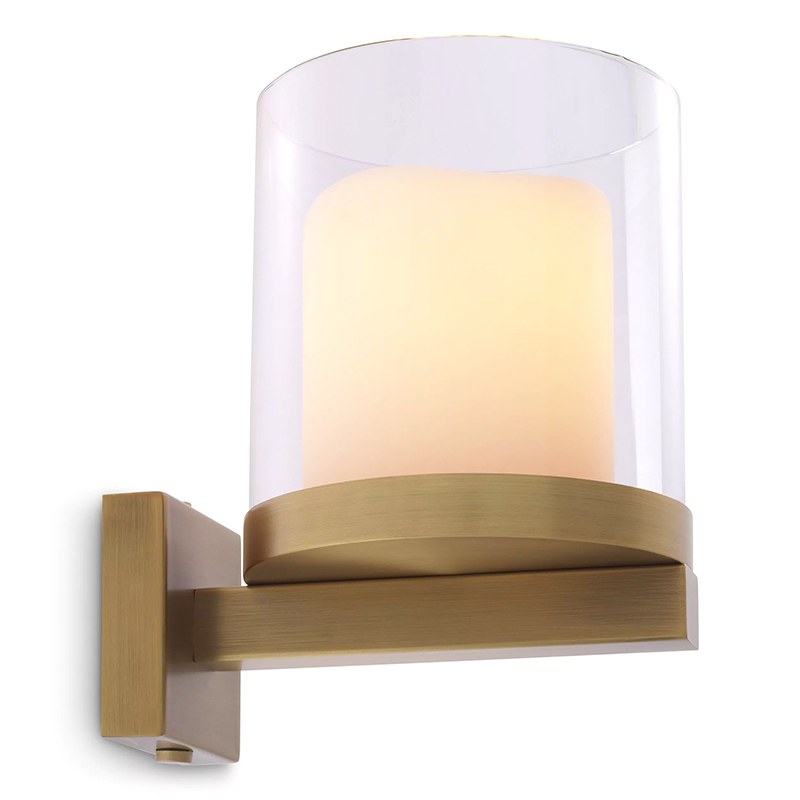 Бра Eichholtz Wall Lamp Donovan Brass Белый Латунь Прозрачное Стекло в Уфе | Loft Concept 