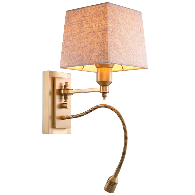 Бра Eichholtz Wall Lamp Ellington Brass Бежево-серый Латунь в Уфе | Loft Concept 