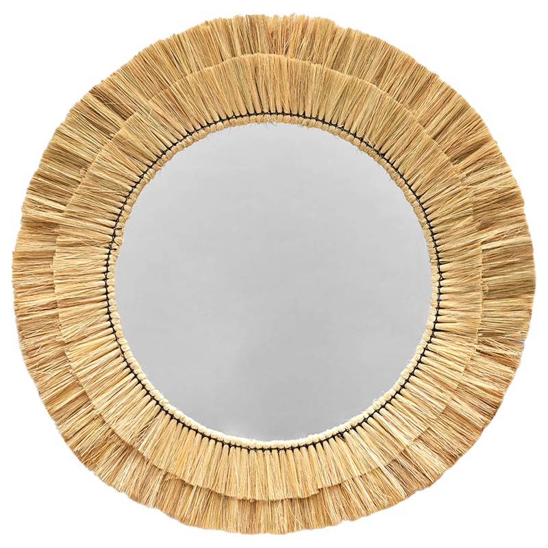 Круглое зеркало с плетеной рамой Jyoti Wicker Mirror Древесина Зеркало в Уфе | Loft Concept 