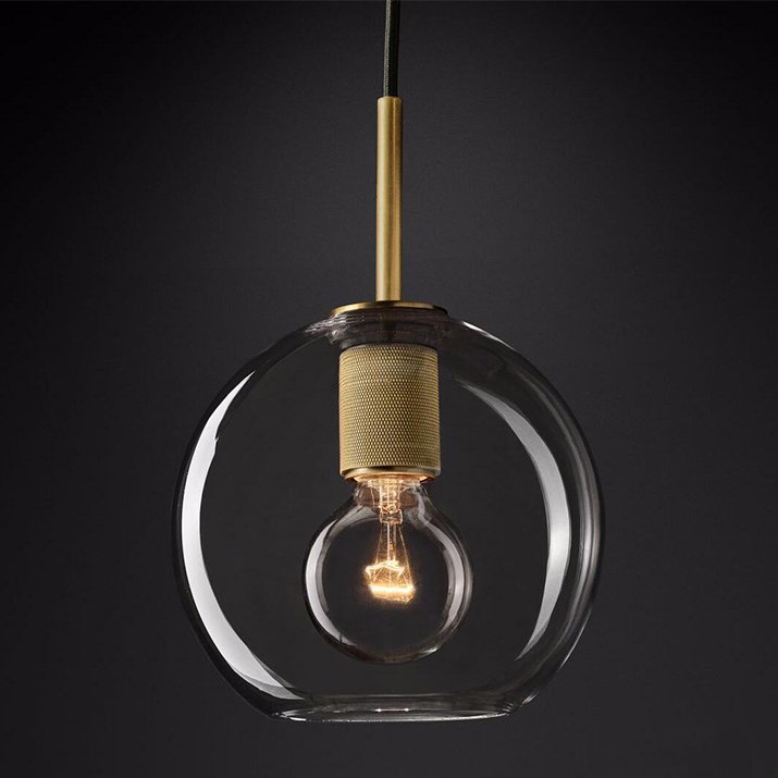 Подвесной светильник RH Utilitaire Globe Pendant Brass Латунь Прозрачное Стекло в Уфе | Loft Concept 