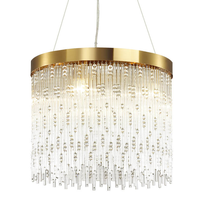 Люстра Hailstorm Rain Kerri Chandelier gold 45 Прозрачный (Transparent) Золотой в Уфе | Loft Concept 