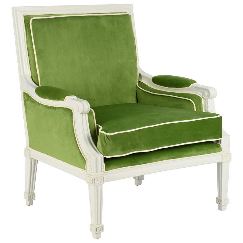 Кресло French Provence Armchair Ferrand green Зеленый смок Белый в Уфе | Loft Concept 