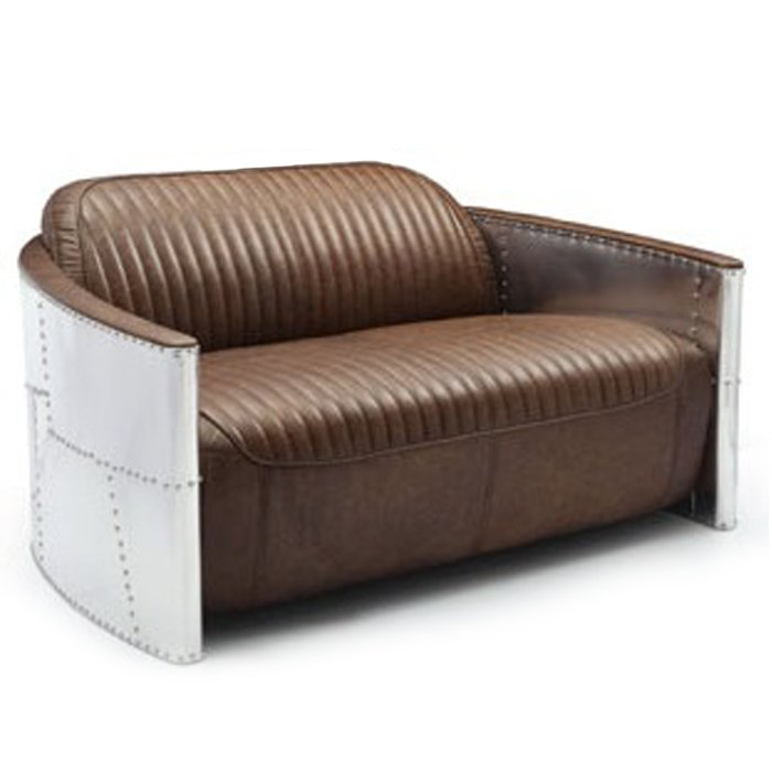 Диван Aviator Sofa 2 seat Белый Черный Коричневый в Уфе | Loft Concept 