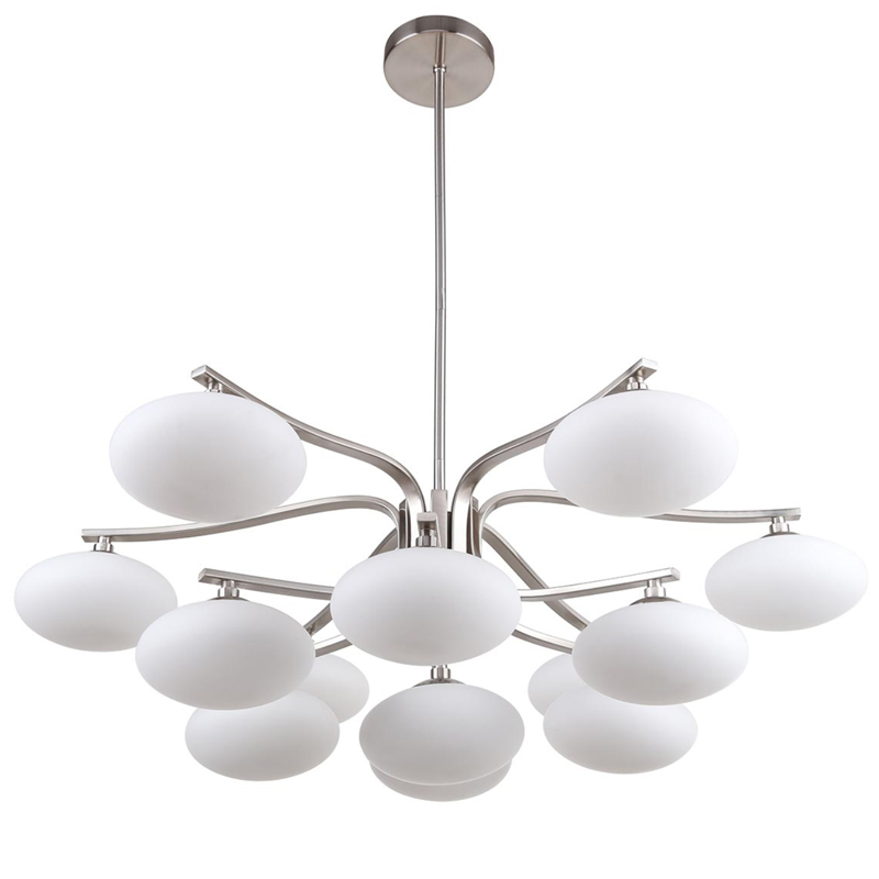 Oval Balls Mushrooms Chandelier 13 Silver Серебряный Прозрачный белый в Уфе | Loft Concept 