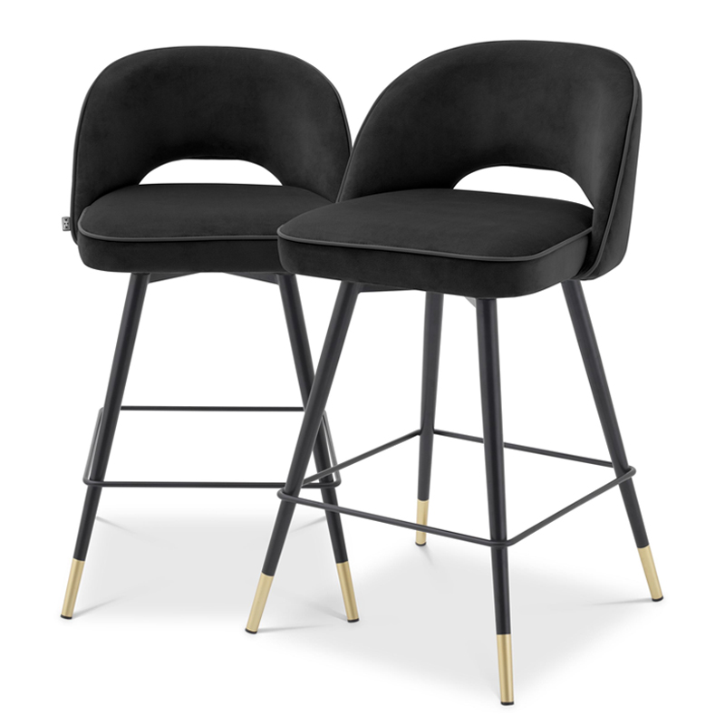 Комплект полубарных стульев Eichholtz Counter Stool Cliff set of 2 black Черный Латунь в Уфе | Loft Concept 