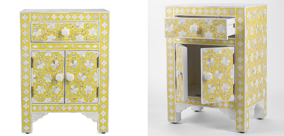 Желтая тумба кость BONE Inlay Bedside Cabinet 1 DRAWER Желтая тумба кость BONE Inlay Bedside Cabinet 1 DRAWER - Loft-Concept в Уфе